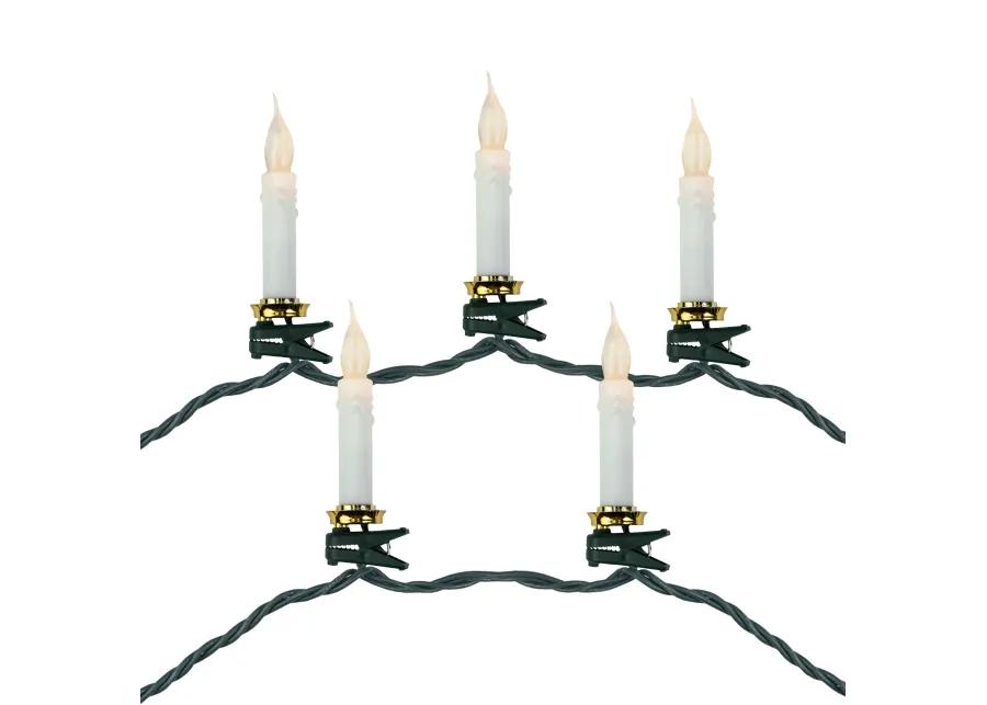 10ct Flickering LED Clip On Candle Christmas Lights  7' Green Wire