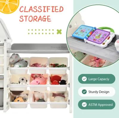 Eco-Friendly Kids' Toy Organizer with 13 Bins, Shelf, and Hanging Rack