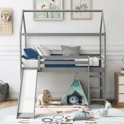 Twin Loft Bed with Slide, House Bed with Slide