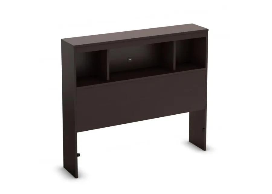 QuikFurn Twin size Contemporary Bookcase Headboard in Chocolate Finish