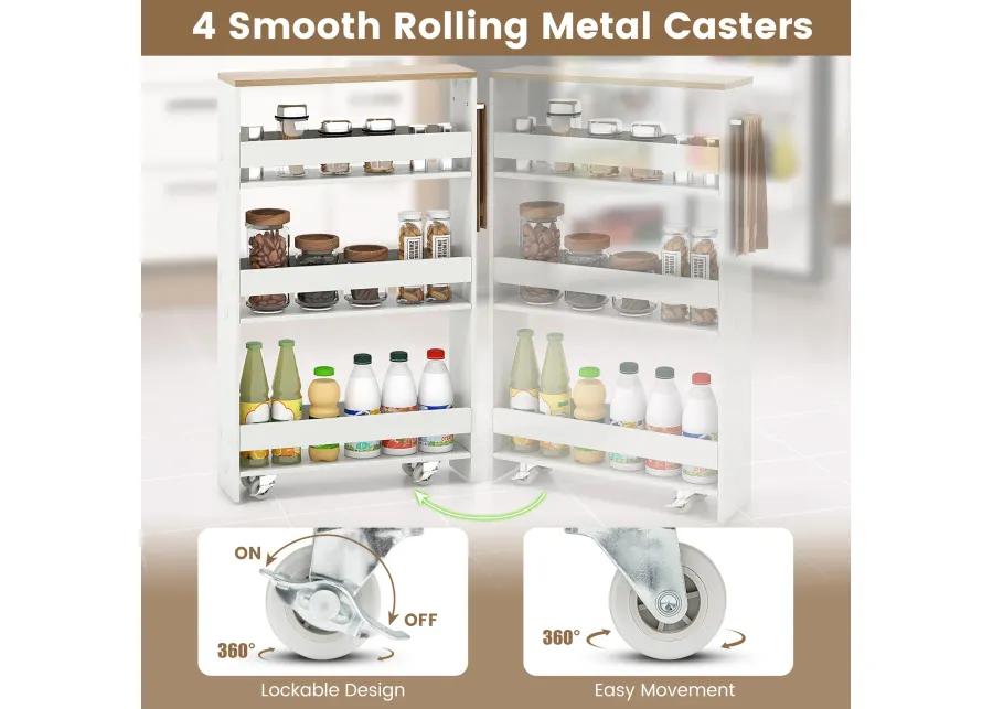 Rolling Kitchen Slim Storage Cart Mobile Shelving Organizer with Handle