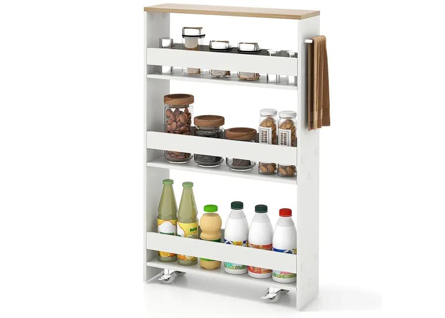 Rolling Kitchen Slim Storage Cart Mobile Shelving Organizer with Handle