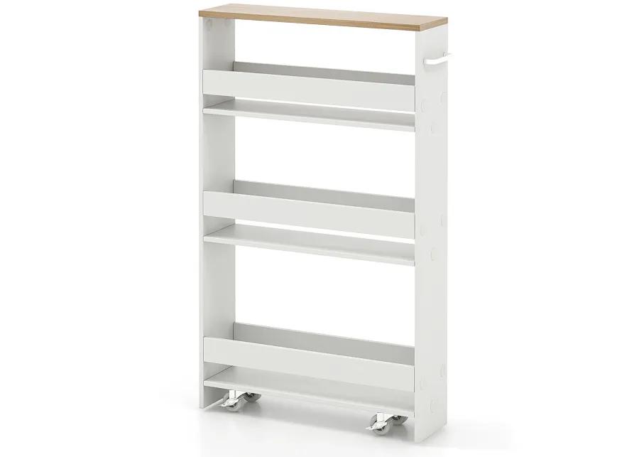 Rolling Kitchen Slim Storage Cart Mobile Shelving Organizer with Handle