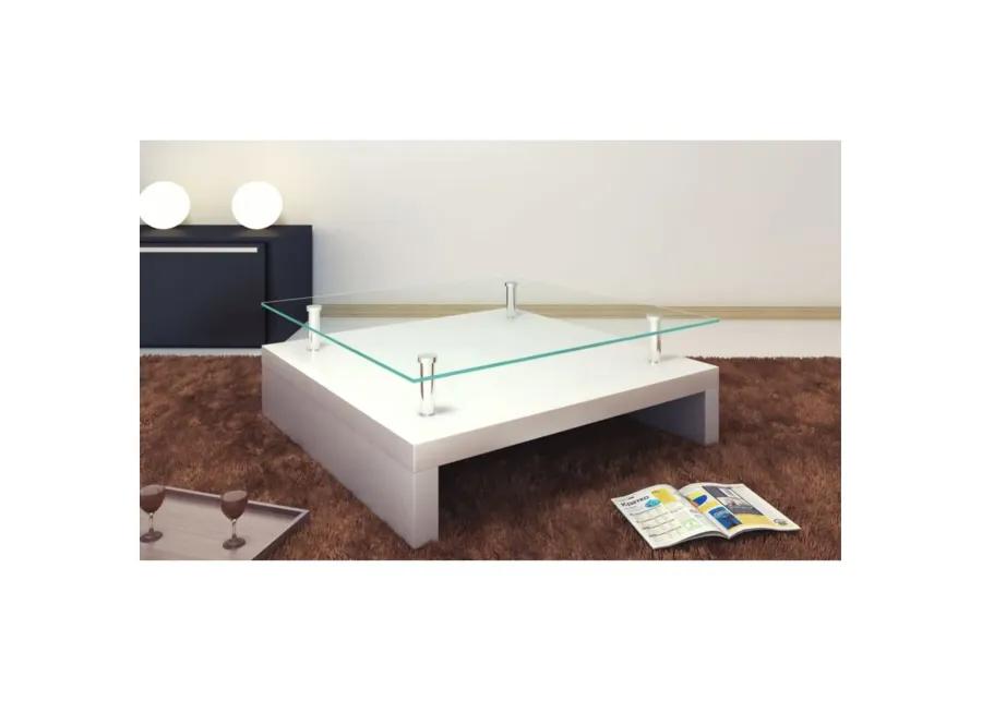 vidaXL Coffee Table with Glass Top White