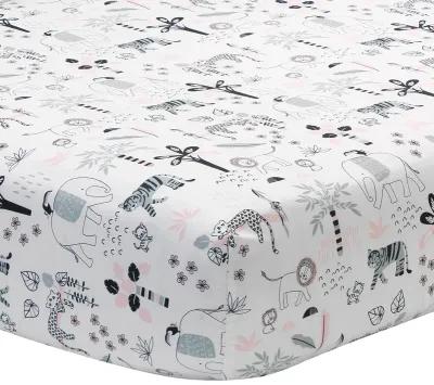 Lambs & Ivy Happy Jungle Pink/White Safari Nursery 5-Piece Crib Bedding Set