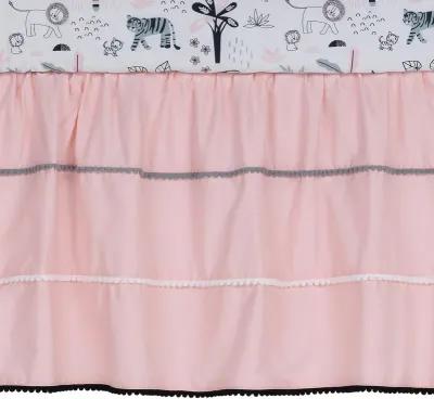 Lambs & Ivy Happy Jungle Pink/White Safari Nursery 5-Piece Crib Bedding Set