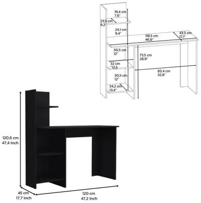 Toronto 120 Writing Desk, Four Shelves, Black -Office