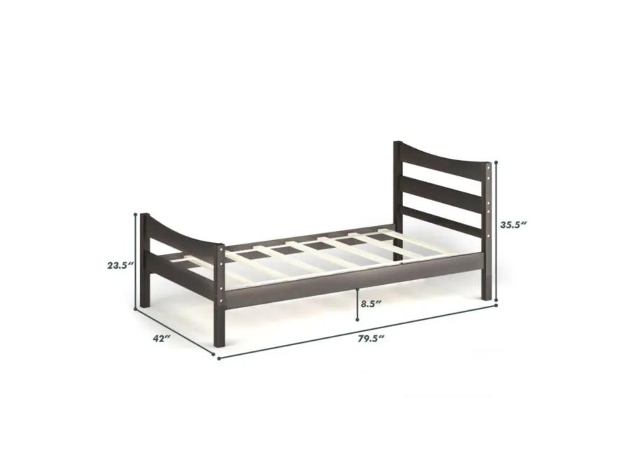 Twin Size Rustic Style Platform Bed Frame with Headboard and Footboard