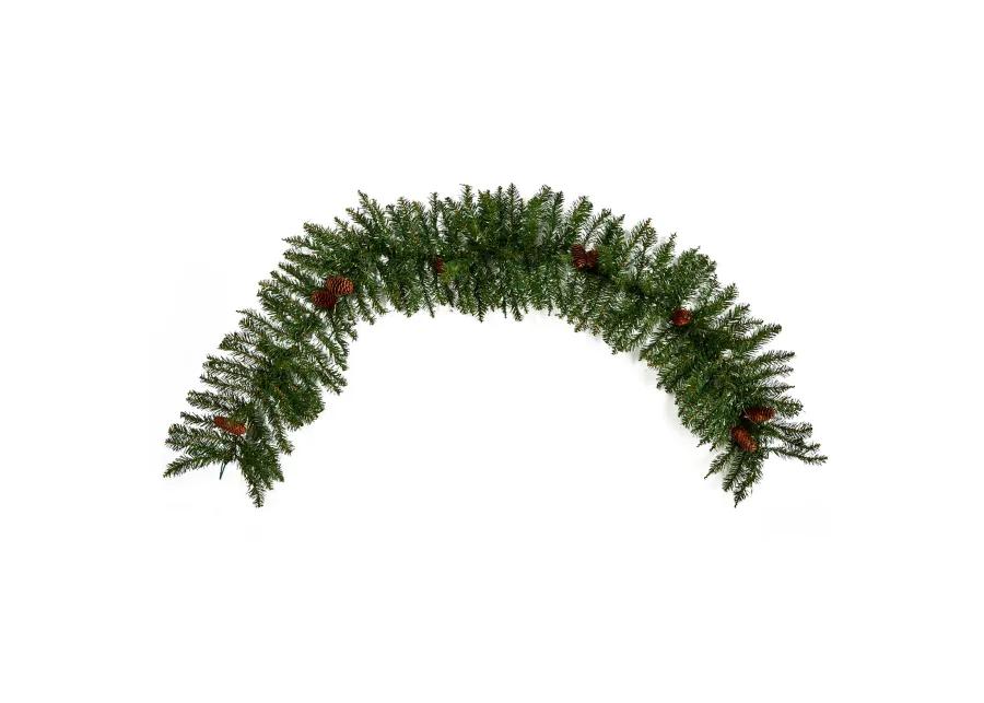 HomPlanti 6' Mixed Alaskan Pines and Pinecones Artificial Christmas Garland 50 Warm White LED Lights