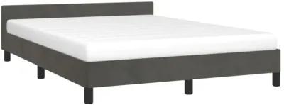 vidaXL Bed Frame with Headboard Dark Gray 53.9"x74.8" Full Velvet