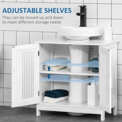 Bathroom Under Sink Cabinet Vanity Unit w/ Adjustable Storage Shelves, White