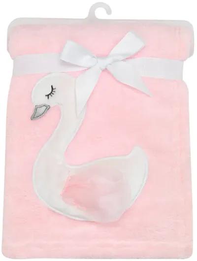 Bedtime Originals Blossom Pink/White Swan Coral Fleece Baby Blanket