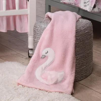 Bedtime Originals Blossom Pink/White Swan Coral Fleece Baby Blanket