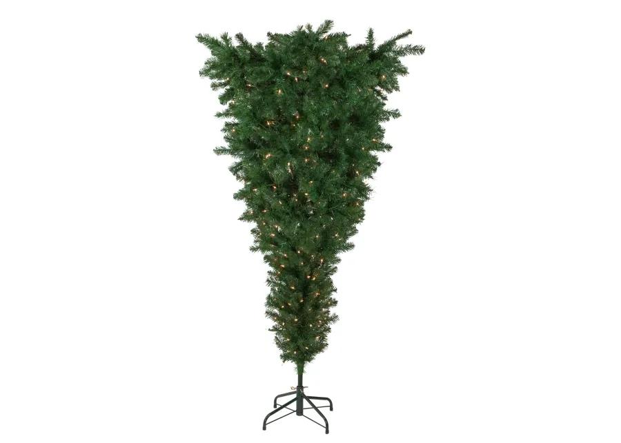 5.5' Pre-Lit Medium Upside Down Spruce Artificial Christmas Tree  Clear Lights