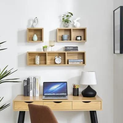 Bauhaus Floating Geometric Modular Cubby Wall Shelves - Set of 3 Sizes