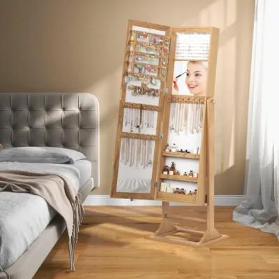 Hivvago Freestanding Lockable Jewelry Armoire with Full-Length Mirror and 6 LED Lights