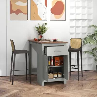 Counter Height Bar Table with Storage Cabinet and Drawer