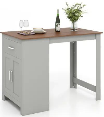 Counter Height Bar Table with Storage Cabinet and Drawer