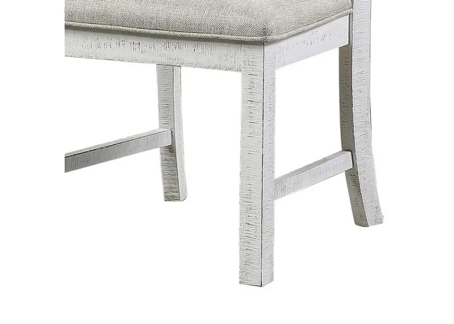 Open Scroll Back Wooden Side Chair with Padded Seat, Set of 2, White - Benzara