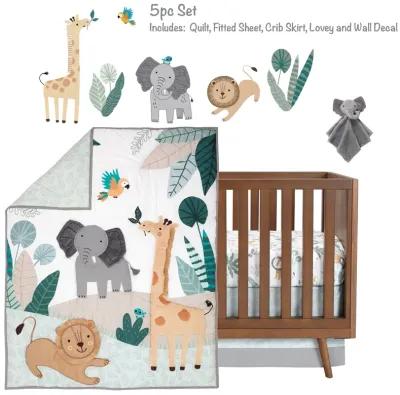 Lambs & Ivy Jungle Friends 5-Piece Safari Animals Nursery Baby Crib Bedding Set