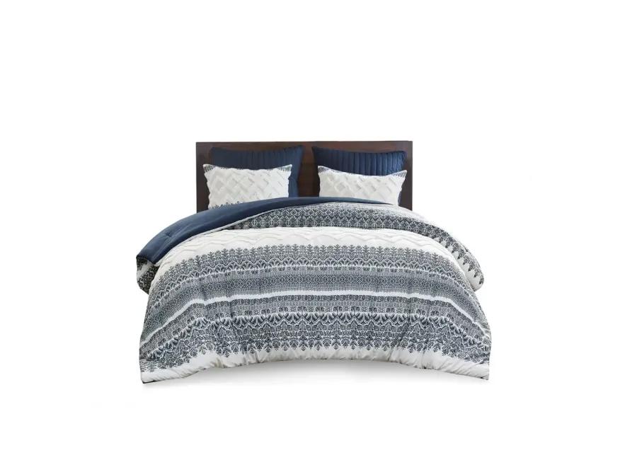 Gracie Mills Robbins 3-Piece Cotton Comforter Set with Chenille Tufting