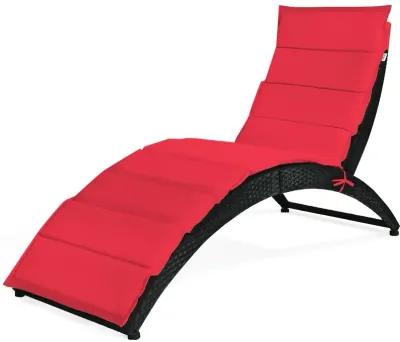 Folding Patio Rattan Lounge Cushioned Portable Chair