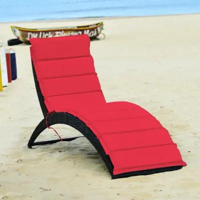 Folding Patio Rattan Lounge Cushioned Portable Chair