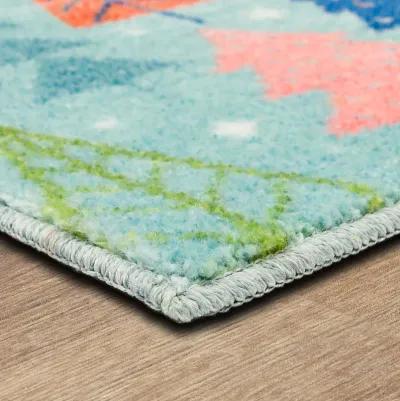 Tree Scatter Aqua 2' 6" x 4' 2" Kitchen Mat