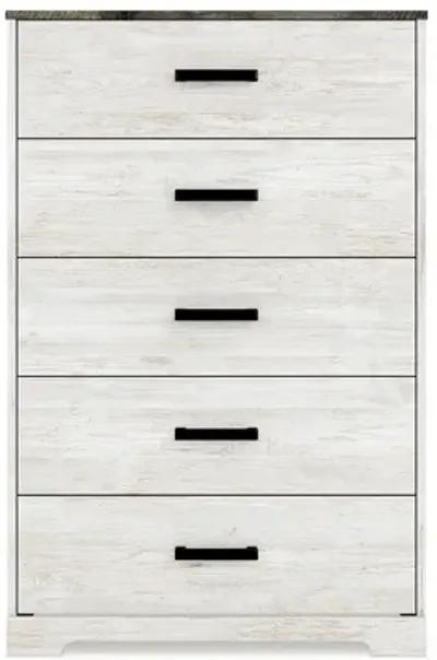 Wisp 46 Inch Tall Dresser Chest, 5 Drawers, Rustic Smooth White Finish-Benzara