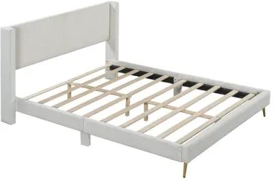 Merax Corduroy Platform Bed with Metal Legs