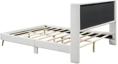 Merax Corduroy Platform Bed with Metal Legs