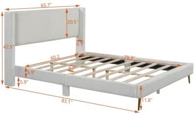 Merax Corduroy Platform Bed with Metal Legs