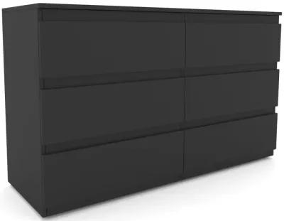 6 Drawer Double Dresser For Bedroom Living Room Hallway, Black