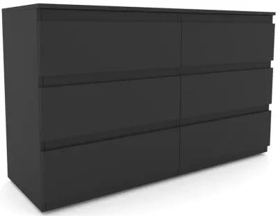 6 Drawer Double Dresser For Bedroom Living Room Hallway, Black