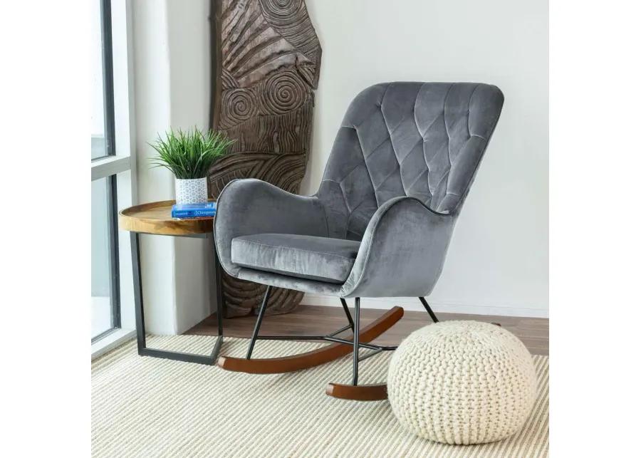 Ashcroft Furniture Co Hannah Mid Century Modern Rocking Chair in Dark Grey