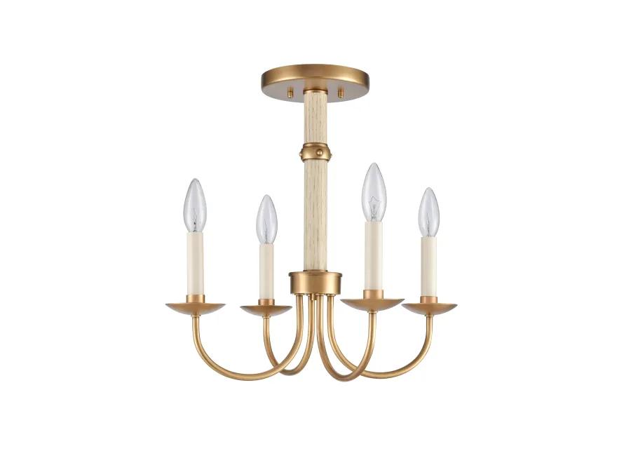 Neville 20'' Wide 4-Light Brass Semi Flush Mount