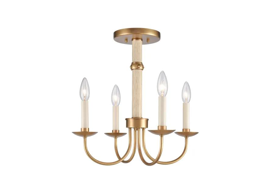 Neville 20'' Wide 4-Light Brass Semi Flush Mount