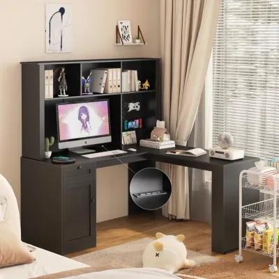 Space-Saving L-Shaped Desk with 2 USB Ports & 3 Outlets