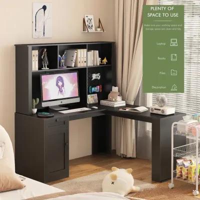 Space-Saving L-Shaped Desk with 2 USB Ports & 3 Outlets