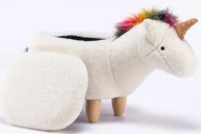 Multicolored Unicorn Storage Ottoman