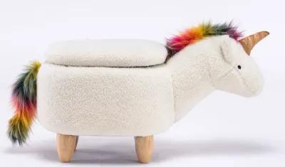 Multicolored Unicorn Storage Ottoman