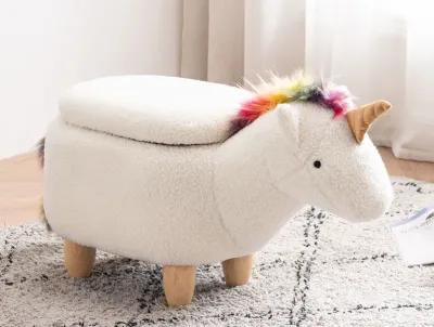 Multicolored Unicorn Storage Ottoman