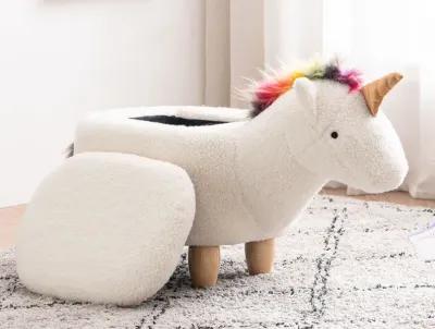 Multicolored Unicorn Storage Ottoman