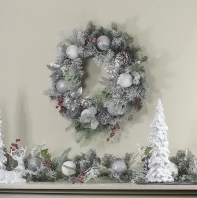 Frosted Cedar and Berries Artificial Christmas Wreath - 24-Inch  Unlit