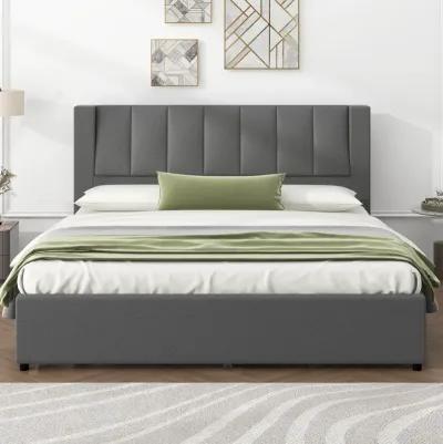 Merax  Upholstery Platform Bed with Storage Headboard