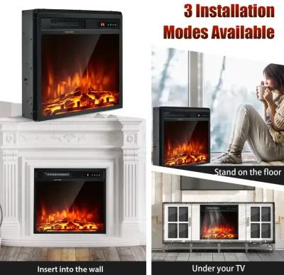 18 Inch 1500W Electric Fireplace Freestanding and Recessed Heater