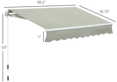 Outsunny 8' x 7' Patio Retractable Awning/Manual Exterior Sun Shade Deck Window Cover, Grey