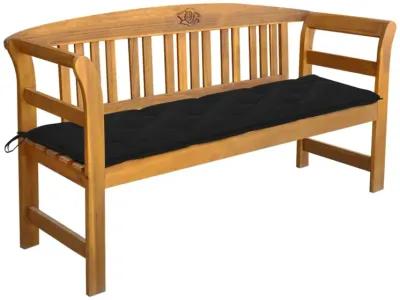 vidaXL Patio Bench with Included Cushion, Outdoor Seating Furniture Crafted from Solid Acacia Wood, Elegant Design, Weather Resistant, 61.8 inches, Black