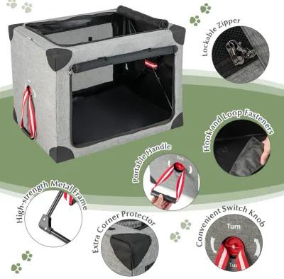 3-Door Dog Crate with Removable Pad and Metal Frame