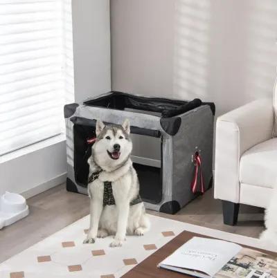 3-Door Dog Crate with Removable Pad and Metal Frame